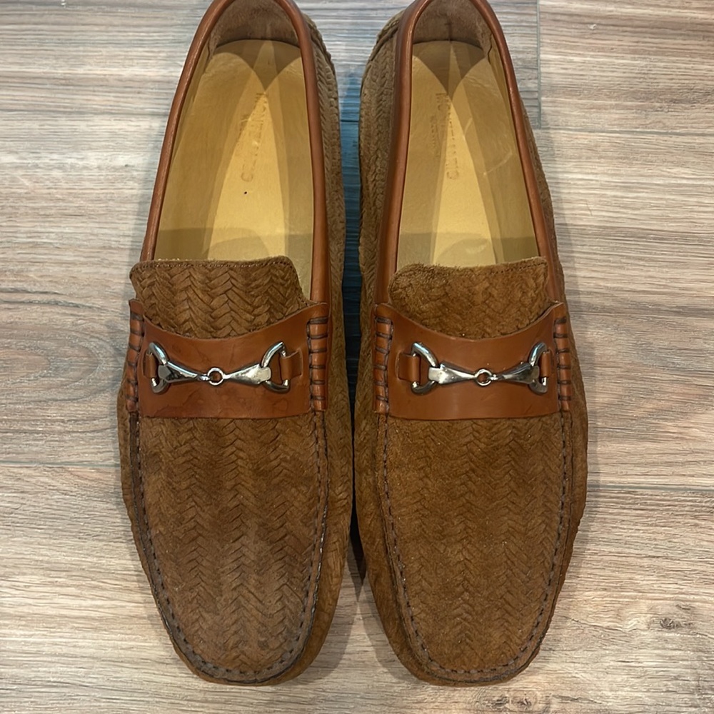 Montemario brown suede leather slip on moccasin